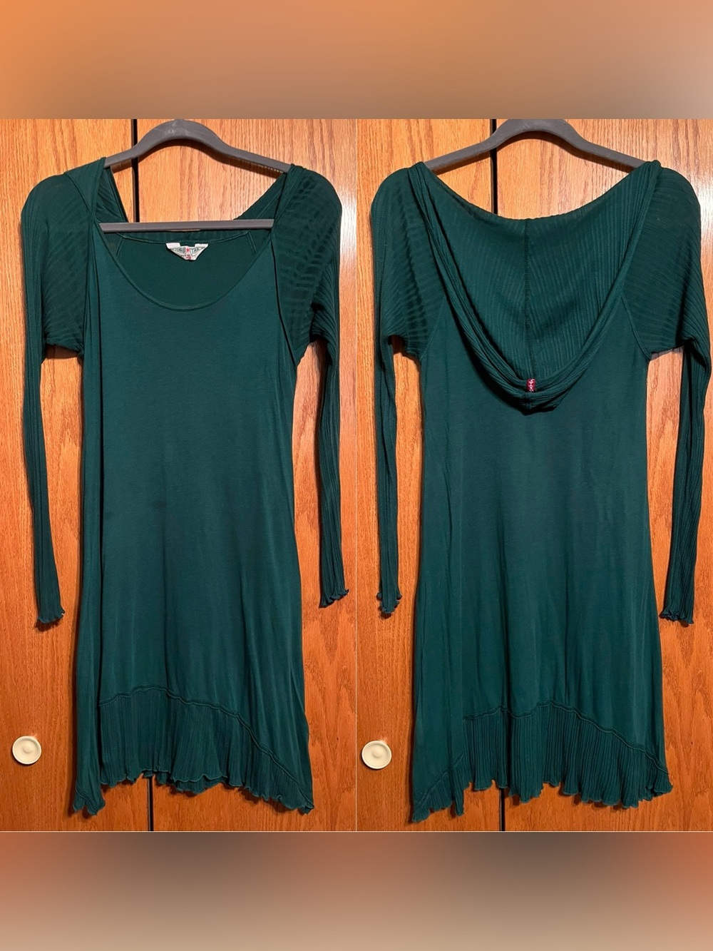 Hard Tail Long Sleeve Forest Green Scoop Neck Dress